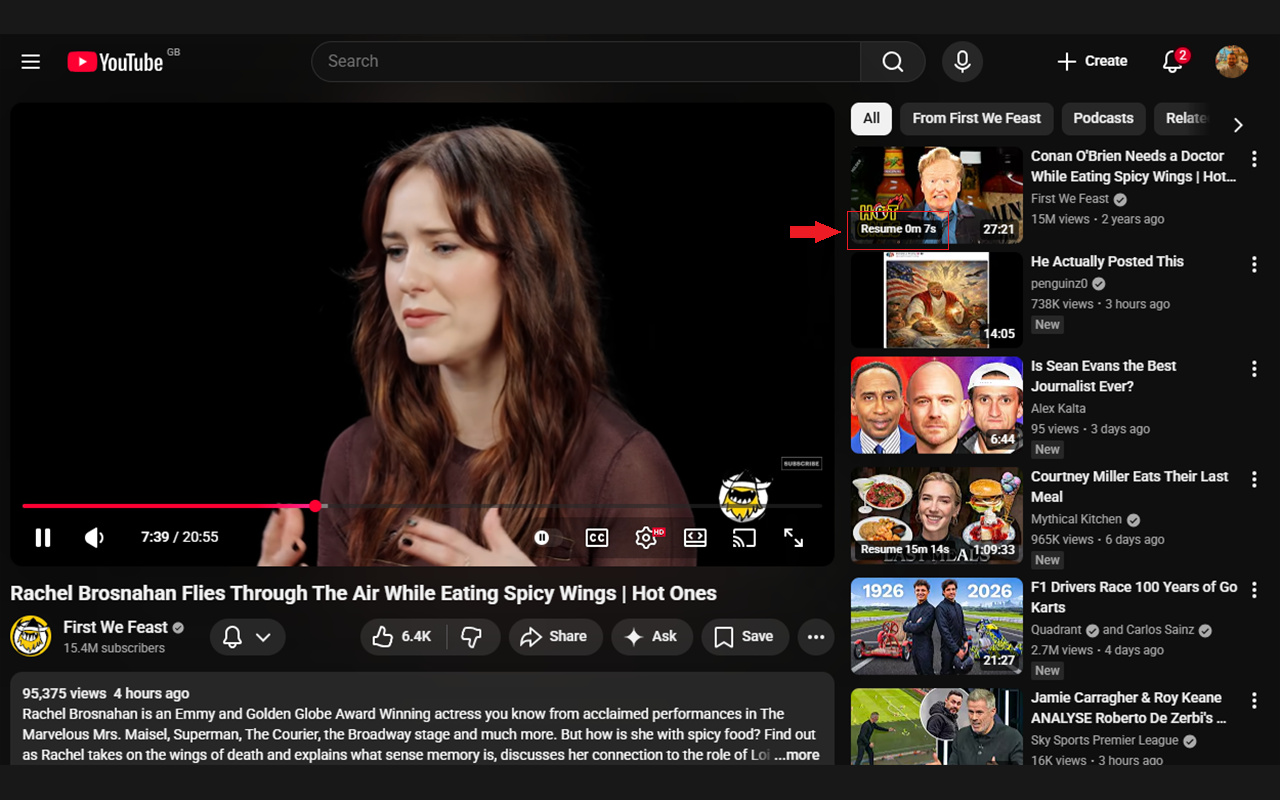 Resume badge on YouTube thumbnails